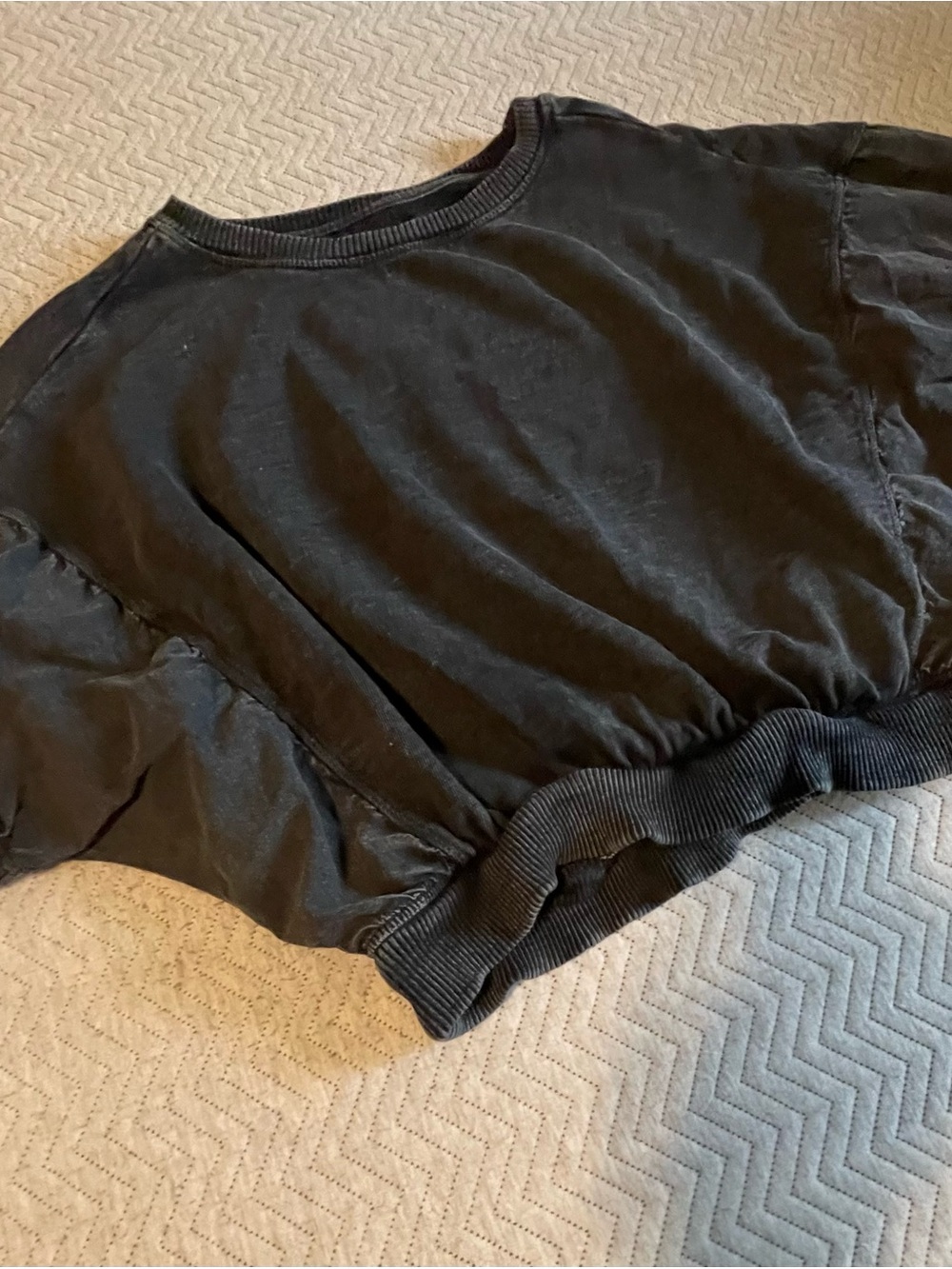 Anthro Pilcro Dolman Sleeve Top Small Black MineralWash Balloon Batwing Pullover
